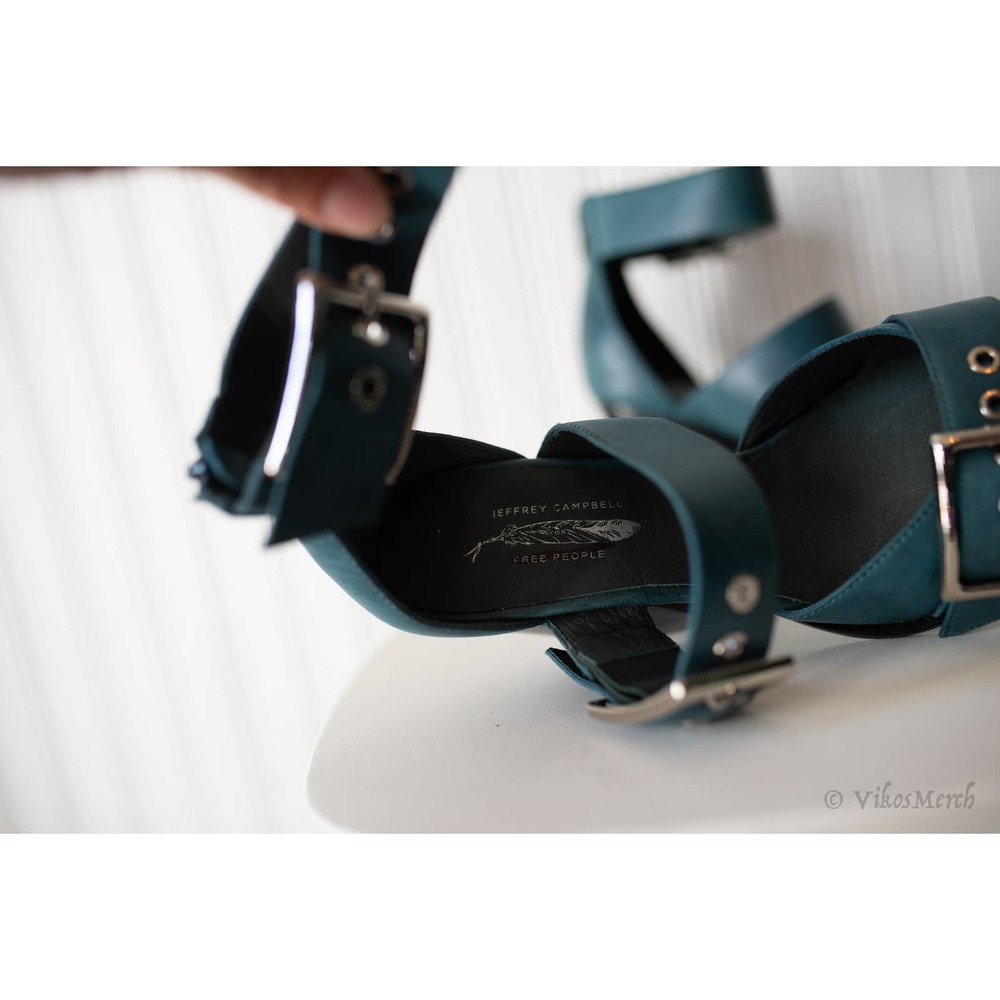 Free People Jeffrey Campbell Hendrix Heels 8 Teal - Picture 6 of 7